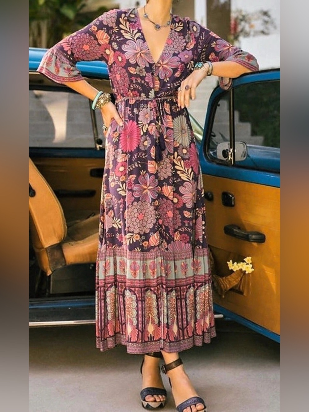 Nine Lives Bazaar Maple Maxi Dress Floral Purple & Pink Size 12